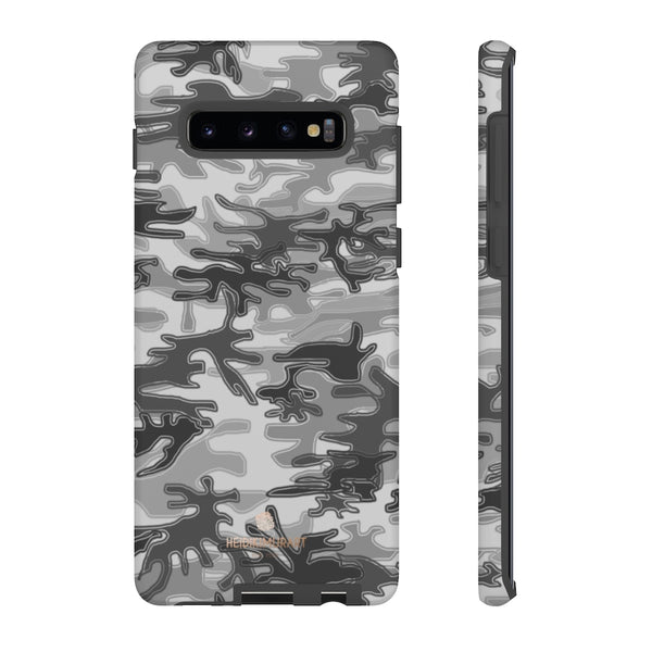 Grey Camouflage Phone Case, Army Military Print Tough Designer Phone Case -Made in USA-Phone Case-Printify-Samsung Galaxy S10 Plus-Matte-Heidi Kimura Art LLC