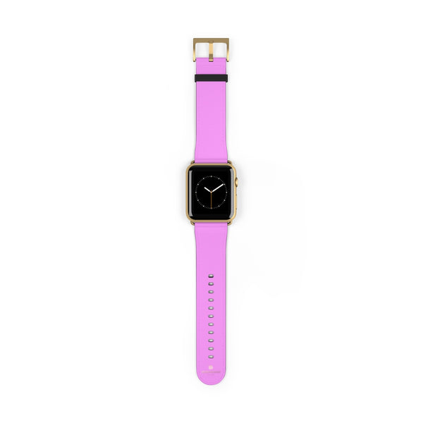 Pink Solid Color Print 38mm/42mm Watch Band Strap For Apple Watches- Made in USA-Watch Band-42 mm-Gold Matte-Heidi Kimura Art LLC