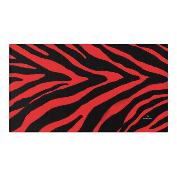 Zebra Animal Print Dornier Rug, Red and Black Zebra Stripes Animal Print Woven Indoor Carpet For Home or Office, Modern Basics Essential Premium Best Designer Durable Woven Skid-Resistant Premium Polyester Indoor Carpet Area Rug - Printed in USA (Size: 20"x32"(1'-8"x2'-8"), 35"×63"(2'-11"x5'-3"), 63"×84"(5'-3"x7'-0"))