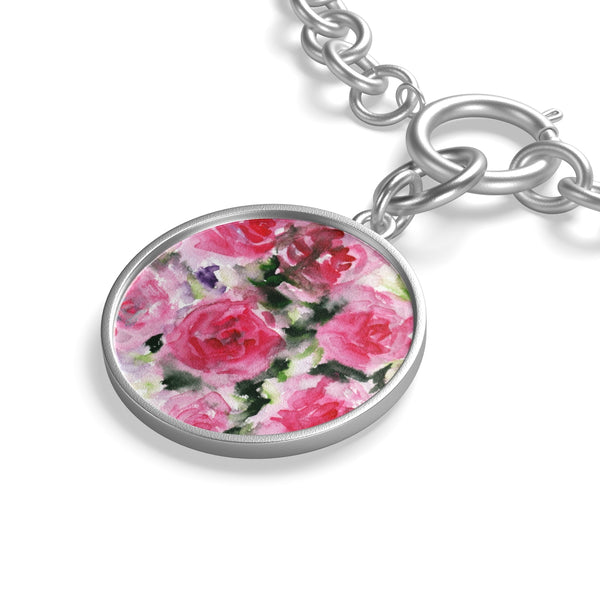 Singing Rose Floral Pink Chunky Chain Fashion Yoga Bracelet - Made in USA-Bracelet-Heidi Kimura Art LLC