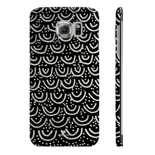 Black Mermaid Scale Print Slim iPhone/ Samsung Galaxy Phone Case, Made in UK-Phone Case-Samsung Galaxy S6 Slim-Matte-Heidi Kimura Art LLC
