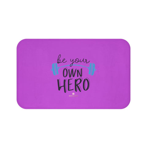 Pink "Be Your Own Hero" Inspirational Quote Microfiber Bath Mat- Printed in USA-Bath Mat-Large 34x21-Heidi Kimura Art LLC