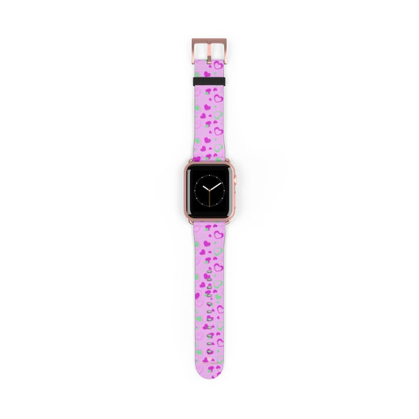 Cute Girlie Pink Hearts Shaped 38mm/42mm Watch Band For Apple Watch- Made in USA-Watch Band-38 mm-Rose Gold Matte-Heidi Kimura Art LLC