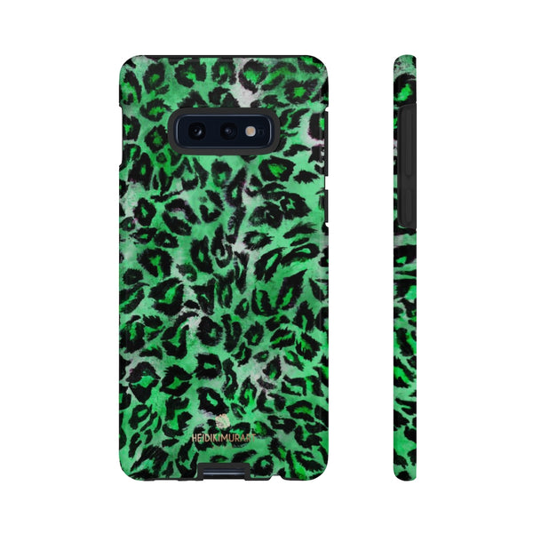 Green Leopard Phone Case, Animal Print Tough Designer Phone Case -Made in USA-Phone Case-Printify-Samsung Galaxy S10E-Glossy-Heidi Kimura Art LLC