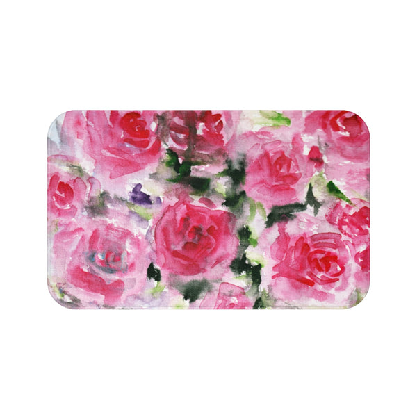 Garden Pink Floral Rose Flower Print Microfiber Soft Designer Bath Mat - Printed in USA-Bath Mat-Large 34x21-Heidi Kimura Art LLC