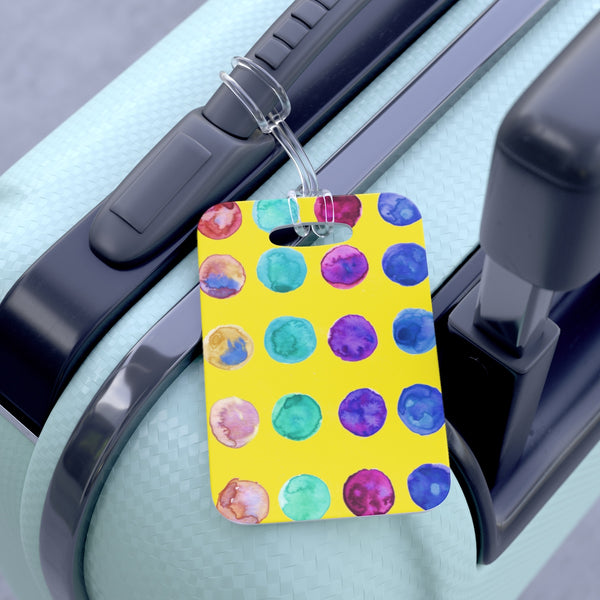 Cute Watercolor Polka Dots Designer Travel Luggage Suitcase Bag Tag- Made in USA-Bag Tags-One Size-Heidi Kimura Art LLC