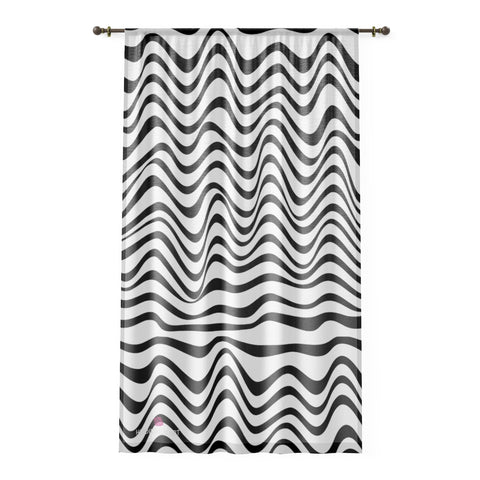 Black White Wavy Window Curtain