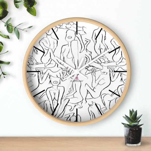 Nude Drawing Art Wall Clock,  10 inch Diameter Art Wall Clock-Printed in USA, Large Round Wood Bedroom Wall Clock
