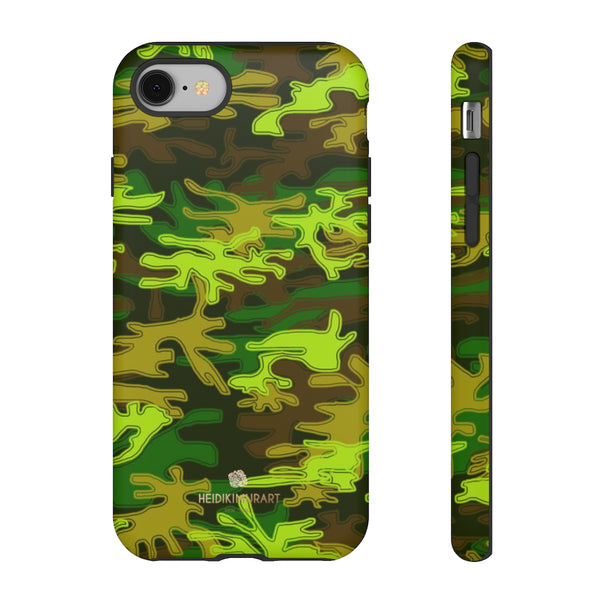 Green Camouflage Phone Case, Army Military Print Tough Designer Phone Case -Made in USA-Phone Case-Printify-iPhone 8-Matte-Heidi Kimura Art LLC