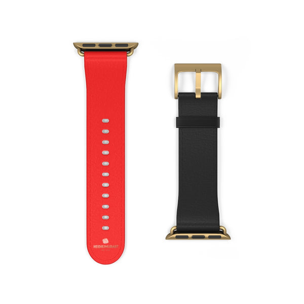 Hot Red Black Dual Solid Color 38 mm/42 mm Watch Band For Apple Watch- Made in USA-Watch Band-38 mm-Gold Matte-Heidi Kimura Art LLC