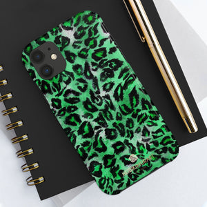 Green Leopard Print Phone Case, Animal Print Case Mate Tough Phone Cases-Made in USA - Heidikimurart Limited 