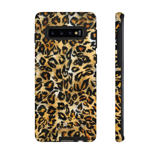 Brown Leopard Tough Cases, Animal Print Best Designer Phone Case-Made in USA-Phone Case-Printify-Samsung Galaxy S10-Glossy-Heidi Kimura Art LLC