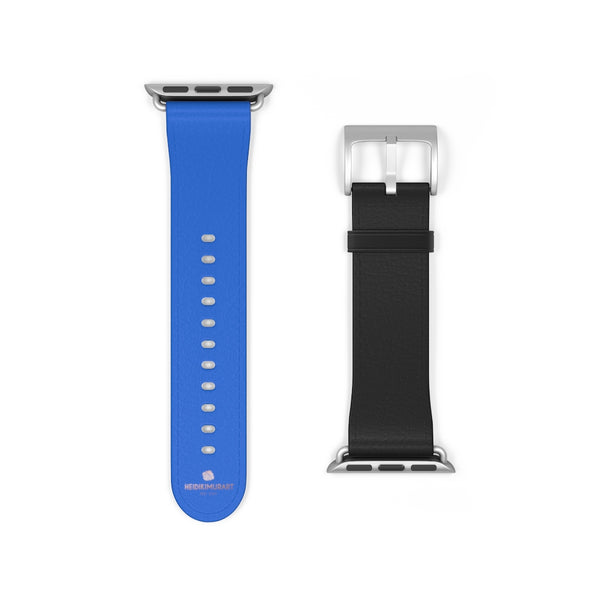 Blue Black Duo Solid Color Print 38mm/42mm Watch Band For Apple Watch- Made in USA-Watch Band-38 mm-Silver Matte-Heidi Kimura Art LLC