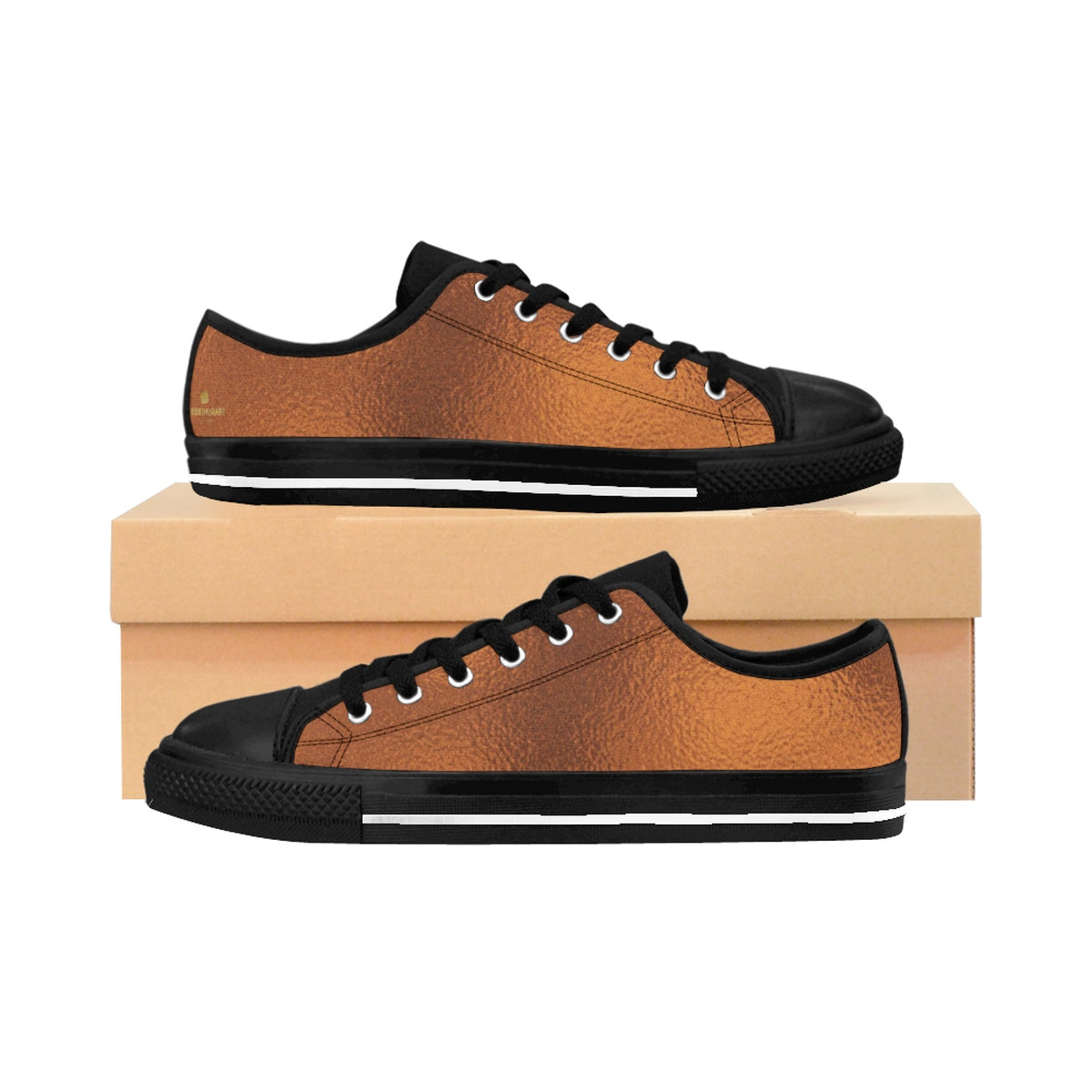 Rose Gold Copper Accent Solid Color Designer Men's Running Sneakers Tennis Shoes-Men's Low Top Sneakers-US 9-Heidi Kimura Art LLC