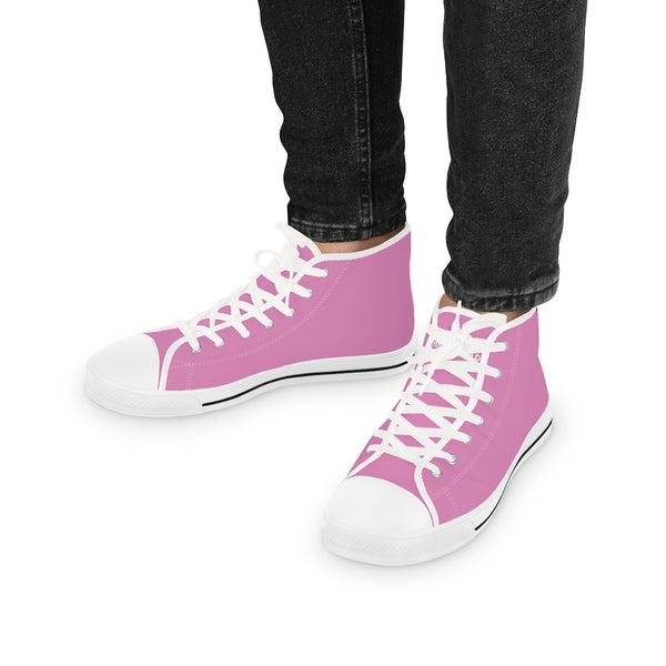 Light Pink Men's High Tops, Modern Minimalist Best Men's High Top Sneakers (US Size: 5-14)
