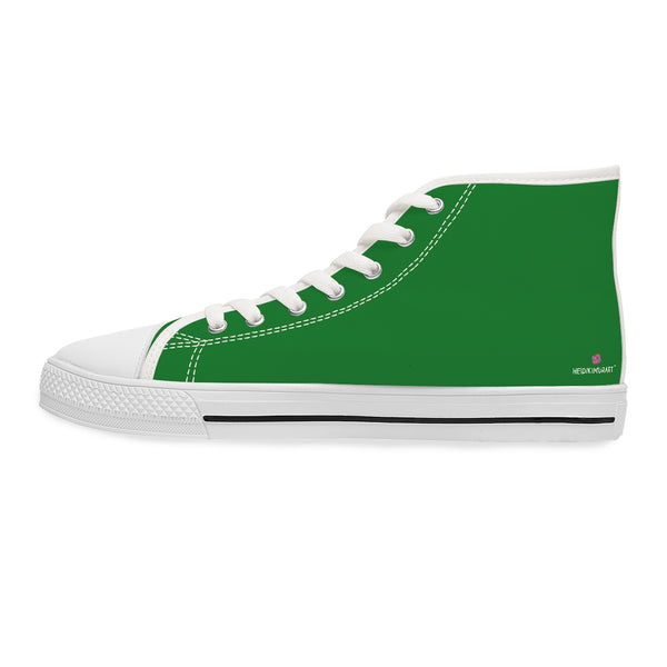 Emerald Green Ladies' High Tops, Solid Color Best Women's High Top Sneakers Canvas Shoes