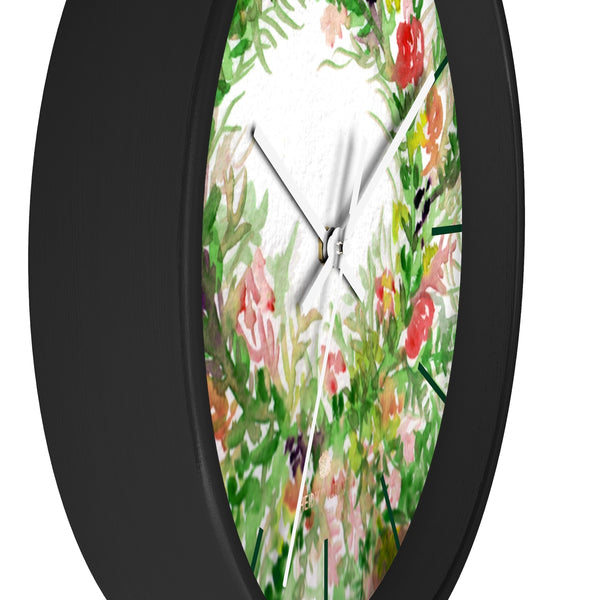 Sweet Colorful Spring Floral Print Designer 10 in. Dia. Indoor Wall Clock- Made in USA-Wall Clock-Heidi Kimura Art LLC