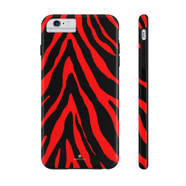 Red Zebra Stripe Phone Case, Animal Print Case Mate Tough Phone Cases-Made in USA - Heidikimurart Limited 