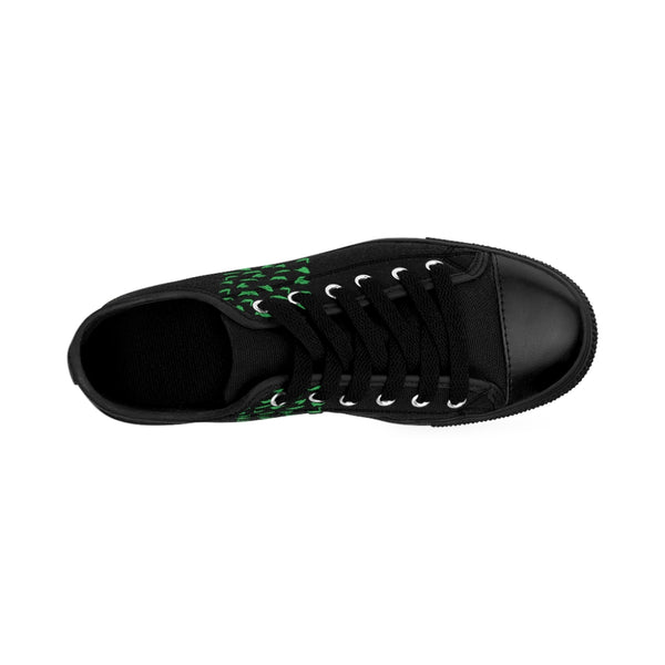 Green Japanese Crane Men's Sneakers, Black Designer Japanese Style Men's Low Tops, Premium Men's Nylon Canvas Tennis Fashion Sneakers Shoes (US Size: 7-14)