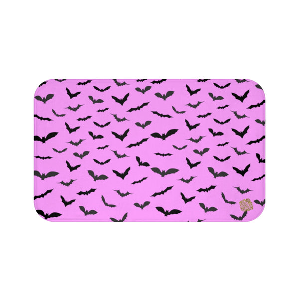 Pink and Black Flying Bats Designer Halloween Bath Mat-Made in USA-Bath Mat-Large 34x21-Heidi Kimura Art LLC