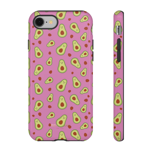 Pink Avocado Print Phone Case, Tough Designer Phone Case For Vegan Lovers -Made in USA-Phone Case-Printify-iPhone 8-Glossy-Heidi Kimura Art LLC