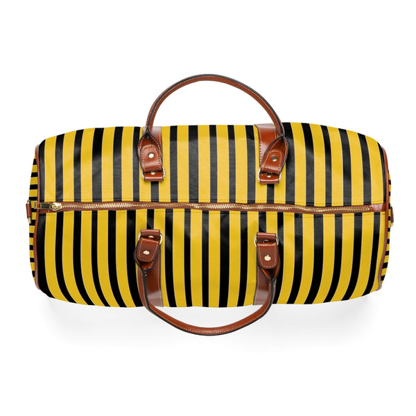 Yellow Striped Waterproof Travel Bag