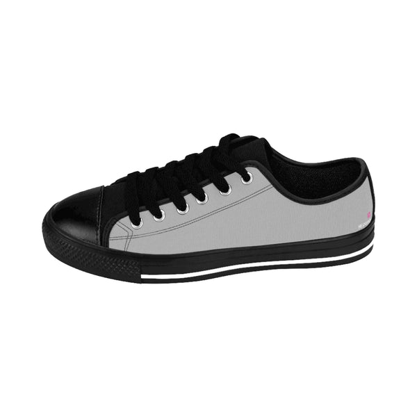 Pale Grey Women's Low Top Sneakers, Grey Solid Color Designer Low Top Women's Canvas Bright Best Quality Premium Fashion Casual Sneakers Tennis Running Athletic Shoes (US Size: 6-12)