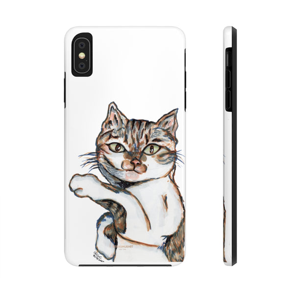 White Cat Phone Case, Peanut Meow Cat Case Mate Tough Phone Cases-Made in USA - Heidikimurart Limited 