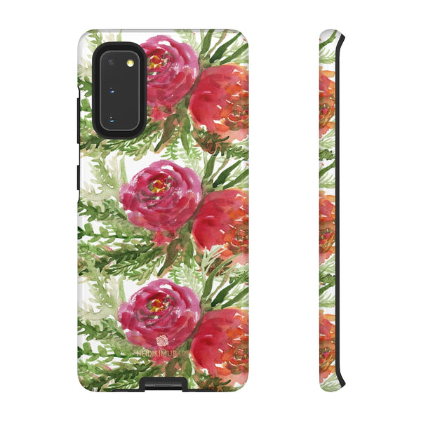 Red Orange Floral Phone Case, Flower Print Tough Designer Phone Case -Made in USA-Phone Case-Printify-Samsung Galaxy S20-Glossy-Heidi Kimura Art LLC