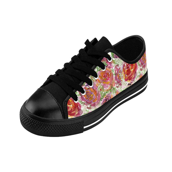 Red Floral Roses Women's Sneakers, Floral Rose Print Best Tennis Casual Shoes For Women (US Size: 6-12)