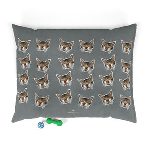 Dark Grey Cat Pet Bed, Solid Color Machine-Washable Pet Pillow With Zippers-Printed in USA-Pets-Printify-50x40-Heidi Kimura Art LLC