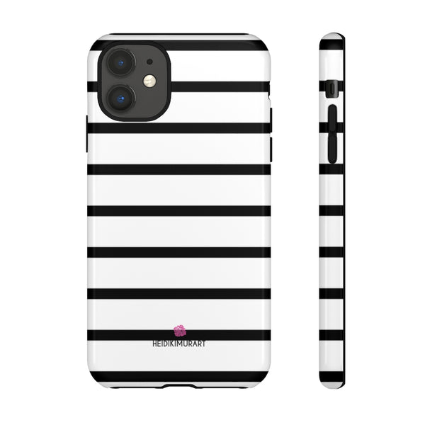 Black Striped Designer Tough Cases, Modern Minimalist iPhone Samsung Case-Made in USA - Heidikimurart Limited 