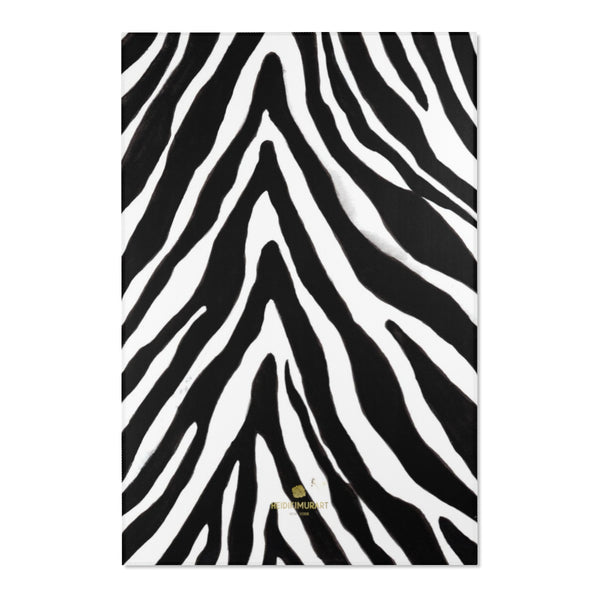 Deluxe White Black Zebra Animal Print Designer 24x36, 36x60, 48x72 inches Area Rugs-Area Rug-48" x 72"-Heidi Kimura Art LLC
