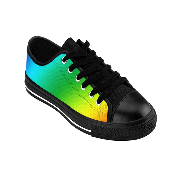 Rainbow Gay Pride Men's Sneakers, Colorful Low Top Shoes For Men-Shoes-Printify-Heidi Kimura Art LLC Rainbow Gay Pride Men's Sneakers, Colorful Gay Pride Men's Low Tops, Premium Men's Nylon Canvas Tennis Fashion Sneakers Shoes (US Size: 7-14)
