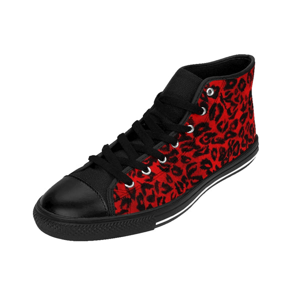 Red Leopard Women's Sneakers, Animal Print Designer High-top Fashion Tennis Shoes-Shoes-Printify-Heidi Kimura Art LLC