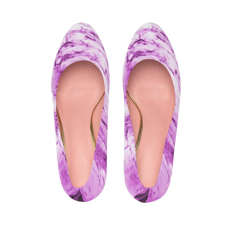 Pink Purple Marble Print Women's Platform Heels Stiletto Pumps Shoes (US Size: 5-11)-4 inch Heels-Heidi Kimura Art LLC