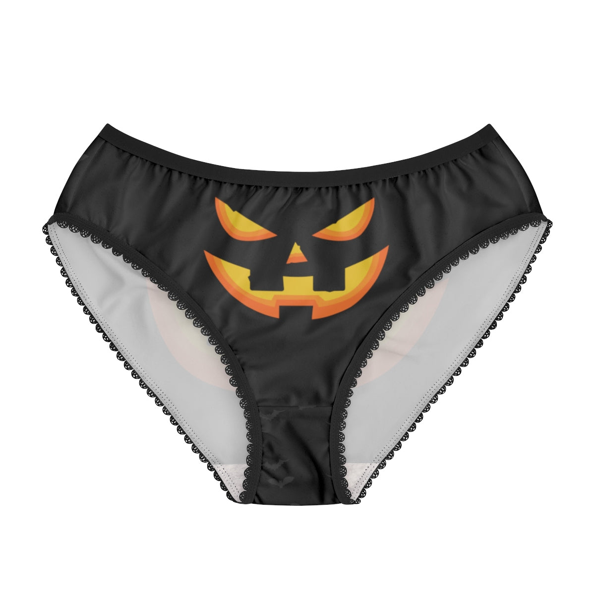 Funny Pumpkin Face Print Halloween Women's Briefs Panties Underwear(US Size: XS-2XL)-Women's Underwear-L-Black Seams-Heidi Kimura Art LLC
