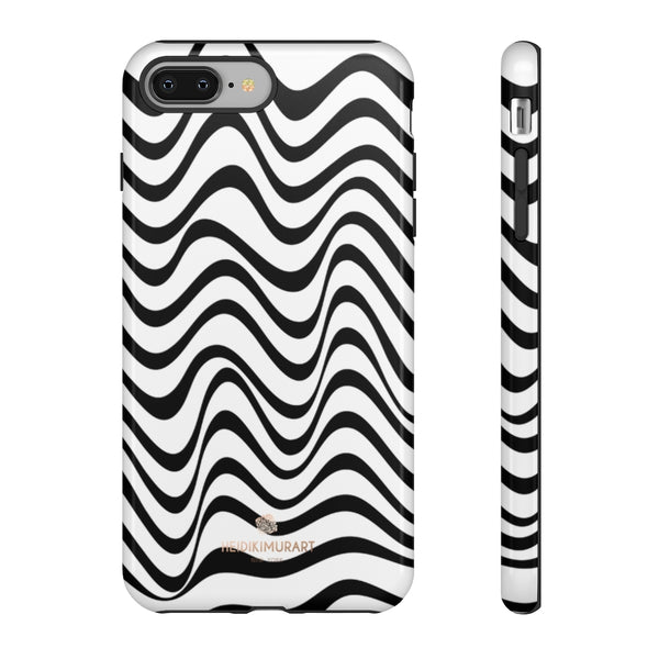 Wavy Black White Tough Cases, Designer Phone Case-Made in USA-Phone Case-Printify-iPhone 8 Plus-Glossy-Heidi Kimura Art LLC