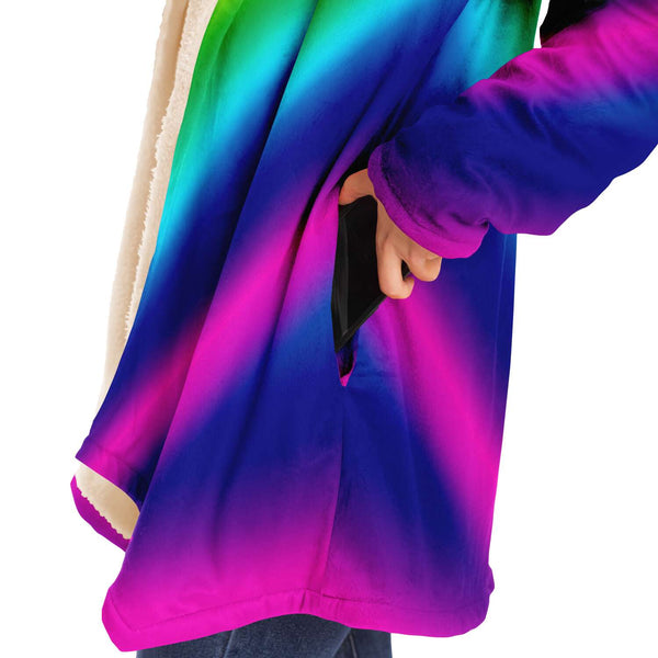 Rainbow Colorful Adult Long Cloak-Microfleece Cloak - AOP-Subliminator-Heidi Kimura Art LLC