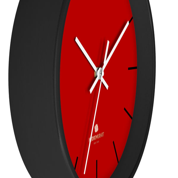 Ruby Red Solid Color Large Plain Designer 10" Diameter Wall Clock- Made in USA-Wall Clock-Heidi Kimura Art LLC