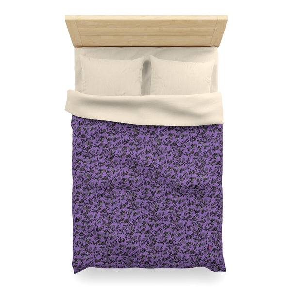 Purple Floral Microfiber Duvet Cover