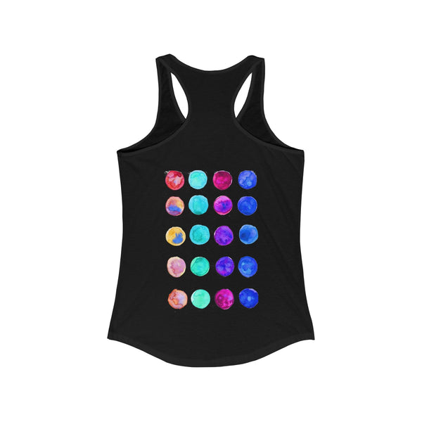 Colorful Polka Dots Floral Women's Ideal Racerback Tank Top - Made in the U.S.A.-Tank Top-Heidi Kimura Art LLC Colorful Polka Dots Watercolor Tank, Best Women's Ideal Racerback Tank Top - Made in the U.S.A. (US Size: XS-2XL)