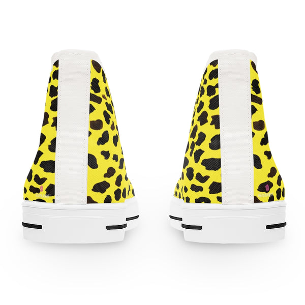 Yellow Cheetah Ladies' High Tops, Animal Print Best Women's High Top Sneakers