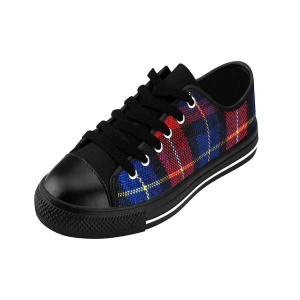 Red Plaid Print Women's Sneakers