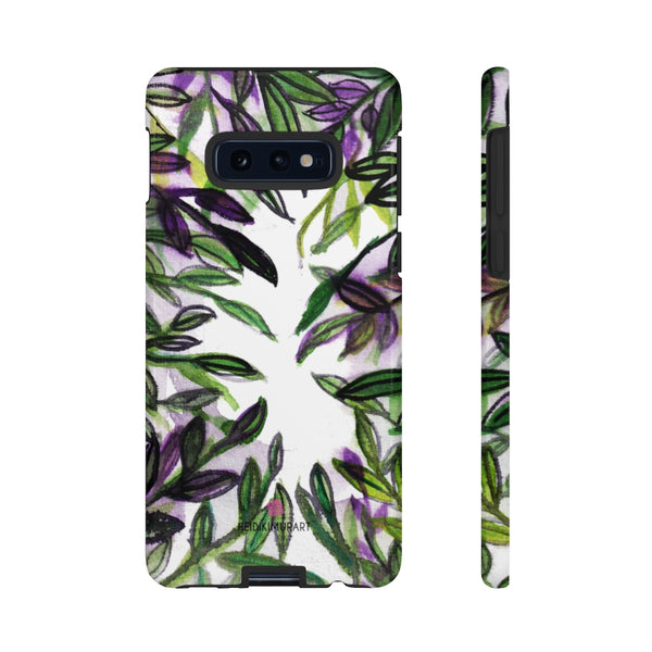 Tropical Leaves Print Phone Case, Floral Print Best Designer Art iPhone Samsung Case-Made in USA - Heidikimurart Limited 