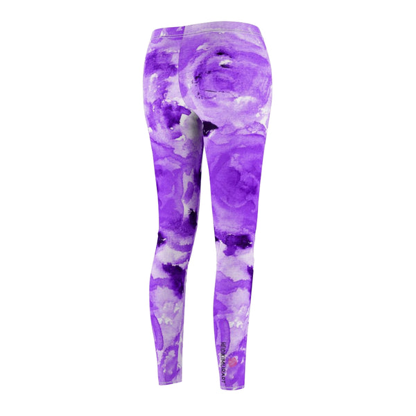 Purple Abstract Print Casual Leggings