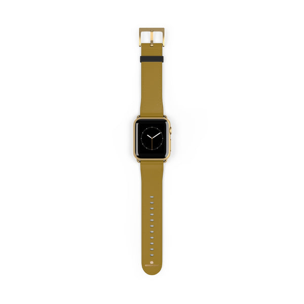 Brown Solid Color Print 38mm/42mm Premium Watch Band For Apple Watch- Made in USA-Watch Band-38 mm-Gold Matte-Heidi Kimura Art LLC