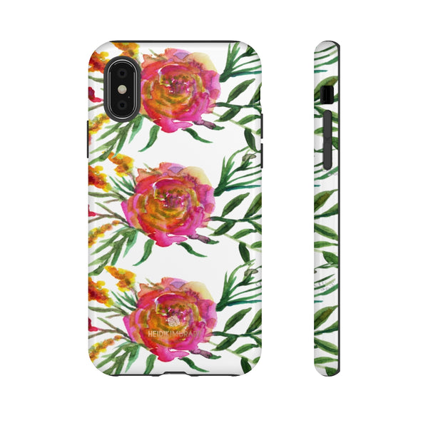 Pink Rose Floral Phone Case, Flower Print Tough Designer Phone Case -Made in USA-Phone Case-Printify-iPhone XS-Glossy-Heidi Kimura Art LLC