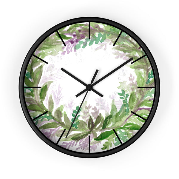 French Lavender Purple Floral Rose Print 10 inch Diameter Wall Clock - Made in USA-Wall Clock-Black-Black-Heidi Kimura Art LLC