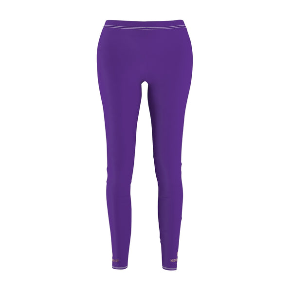 Purple Solid Color Print Women's Dressy Long Casual Leggings- Made in USA-All Over Prints-Heidi Kimura Art LLC Purple Solid Color Ladies' Tights, Purple Solid Colorful Casual Tights, Purple Fancy Fashion Tights, Modern Minimalist Solid Color Women's Casual Leggings - Made in USA (US Size: XS-2XL)